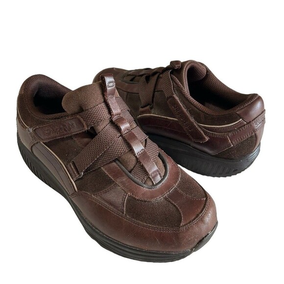 Skechers Shape Up Womens Brown Hydro Leather  Z Strap Toning Sneaker 6.5 - Picture 2 of 12